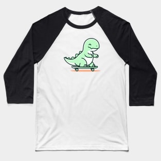 Cute Skateboarding Dinosaur Baseball T-Shirt